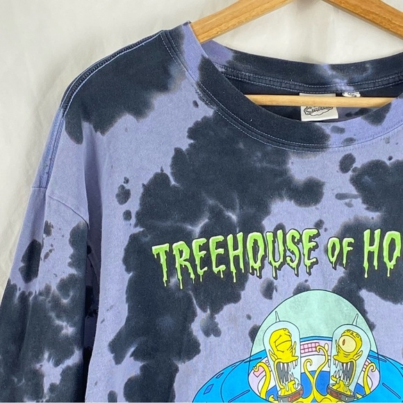 The Simpsons Treehouse of Horror Alien Tie-Dye Long Sleeve Shirt Size Medium - Picture 7 of 16